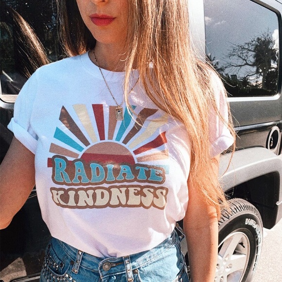 Boho White Radiate Kindness Graphic Tee - Picture 2 of 3